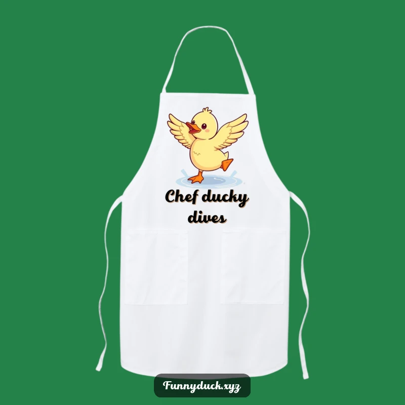 Funny Kawaii Duck Puddle Jump Apron: Kitchen Fun & Playful Style, Great Funny Gift