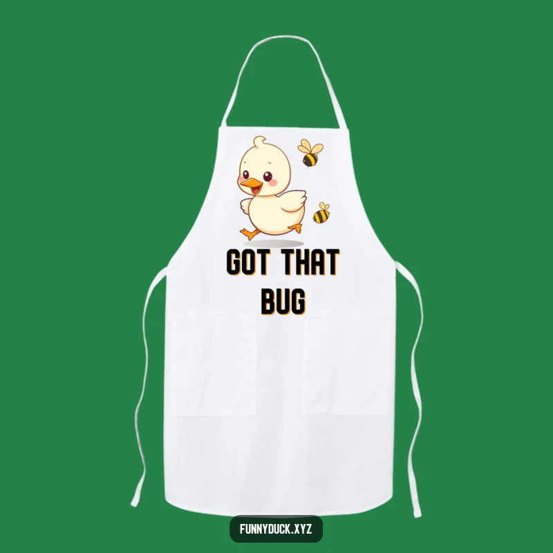 Funny Kawaii Duck Bee Chase Apron: Kitchen Fun & Playful Style, Great Funny Gift