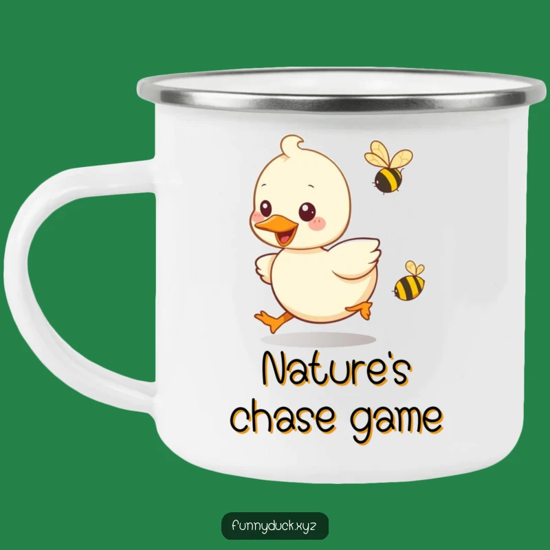 Funny Kawaii Duck Bee Chase Camping Mug: Durable & Playful Outdoor Fun, Great Funny Gift
