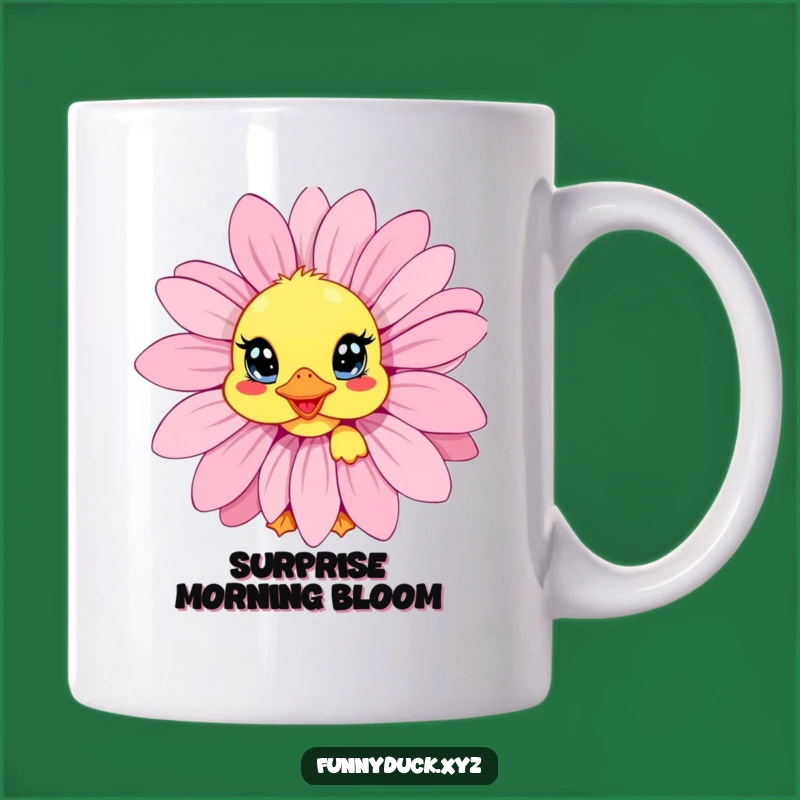 Funny Kawaii Duck Daisy Peek Mug: Shy Surprise & Cute Charm, Perfect Funny Gift