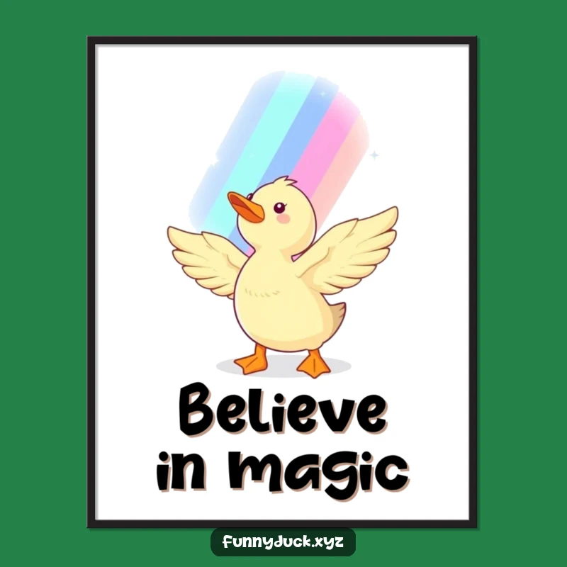 Dreamy Kawaii Duck Rainbow Digital Art: Printable Decor and Funny Gift for Inspiring Spaces
