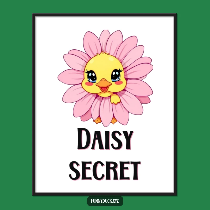 Funny Kawaii Duck Daisy Peek Digital Print: Cute Art, Instant Funny Gift