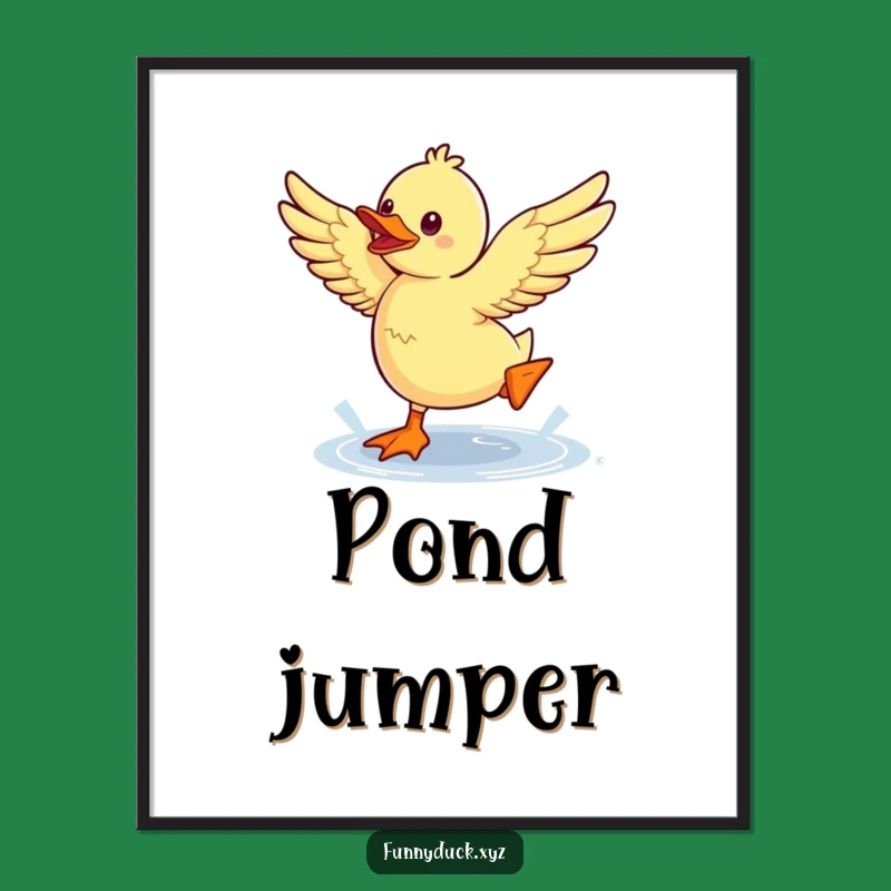 Funny Kawaii Duck Puddle Jump Digital Print: Joyful Art, Instant Funny Gift
