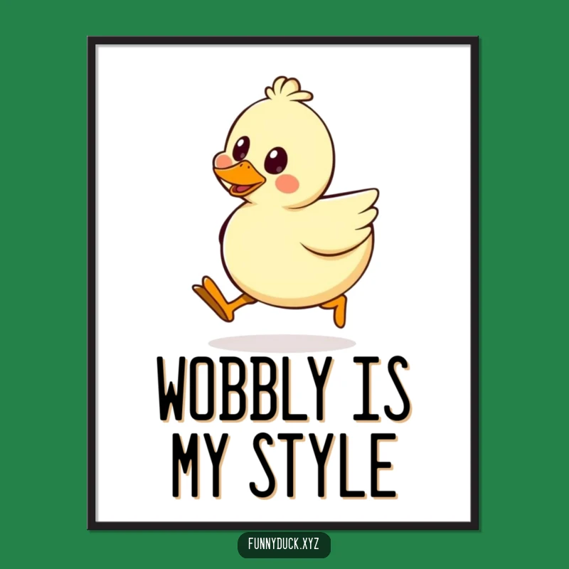 Funny Kawaii Duck Silly Walk Digital Art: Hilarious Printable Decor, Perfect Gag Gift for Walls