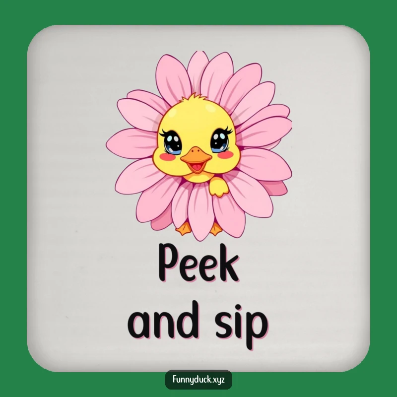 Funny Kawaii Duck Daisy Peek Drink Coaster: Protect Surfaces with Cute Style, Great Funny Gift
