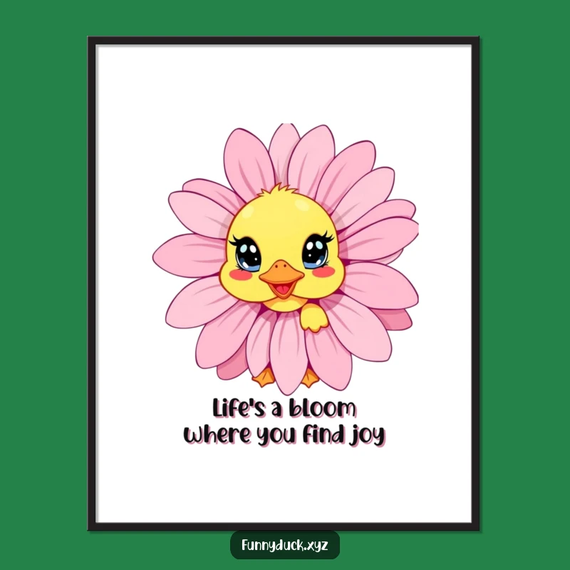 Free Printable Wall Art: Funny Kawaii Duck Daisy Peek, Downloadable Art