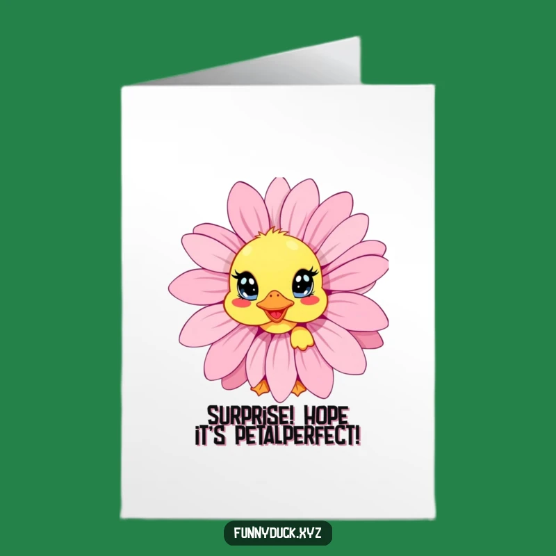 Free Printable Birthday Card: Funny Kawaii Duck Daisy Surprise! Happy Birthday!