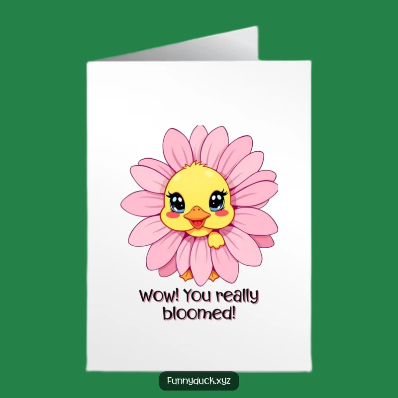 Free Printable Congrats Card: Kawaii Duck Peeks from Daisy to Celebrate!
