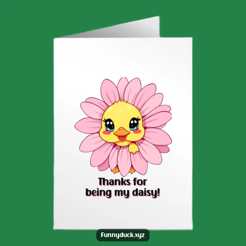 Free Printable Thank You Card: Funny Kawaii Duck Daisy Thanks!