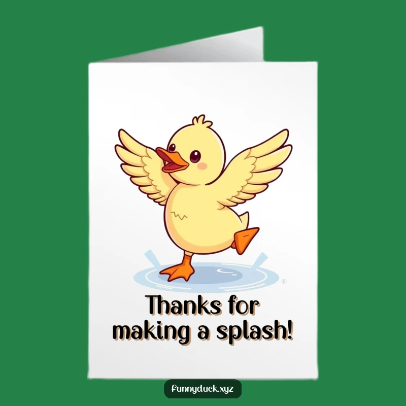 Free Printable Thank You Card: Funny Kawaii Duck Jumps for Your Kindness!