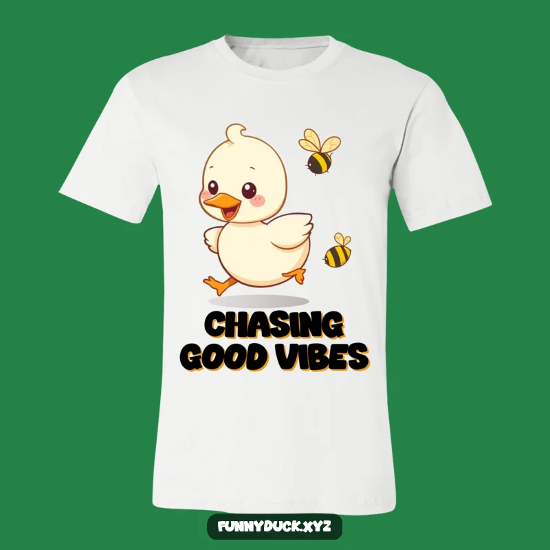 Funny Kawaii Duck Bee Chase T-Shirt: Playful & Humorous Tee, Great Funny Gift
